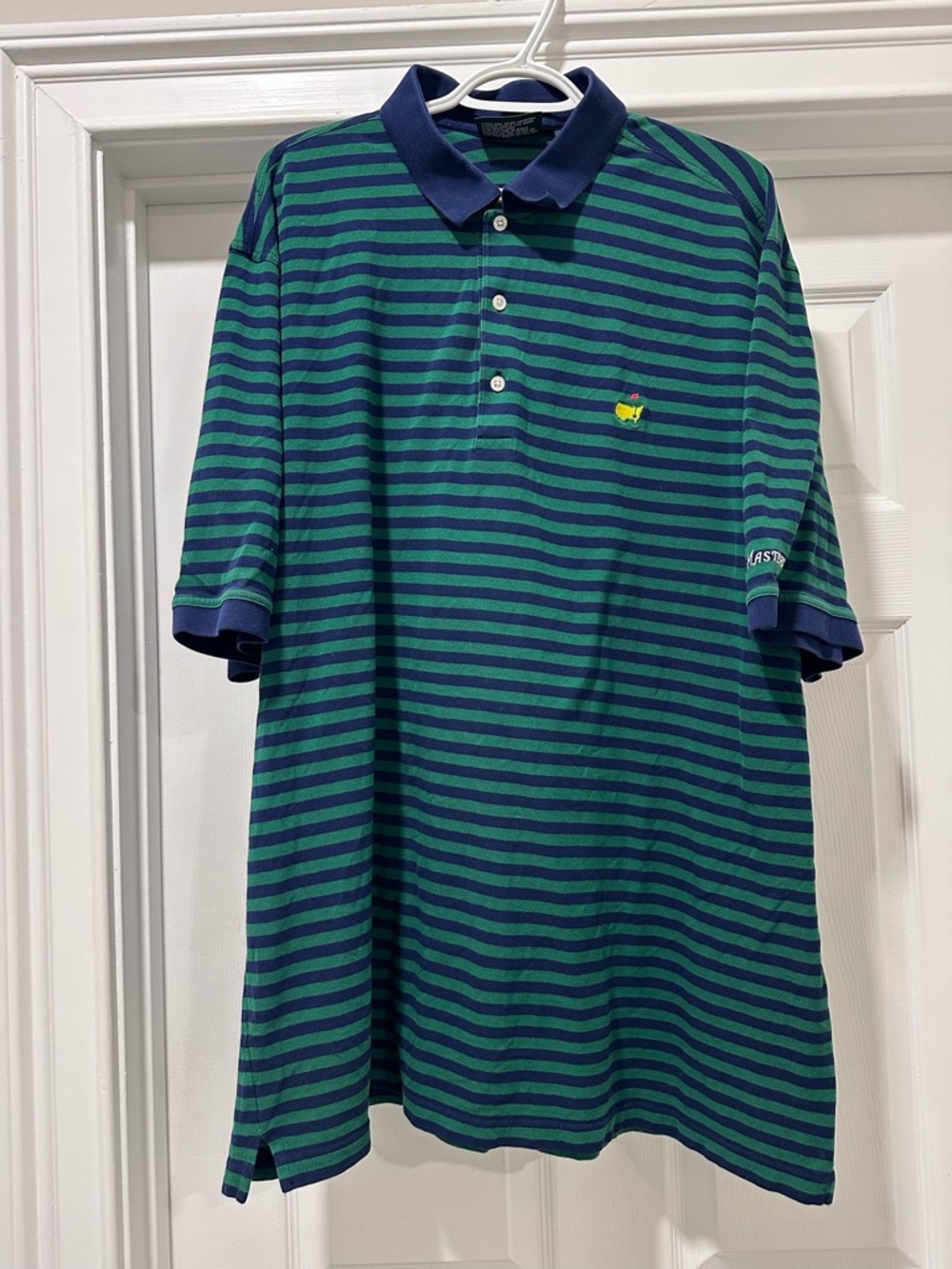 Men’s XXL Masters Collection Striped Polo with Yellow Embroidered Logo